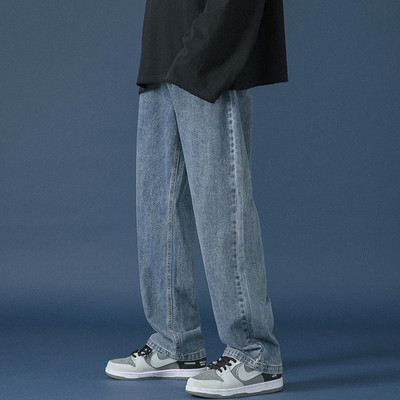 牛仔裤秋季男士裤子宽松阔腿裤潮