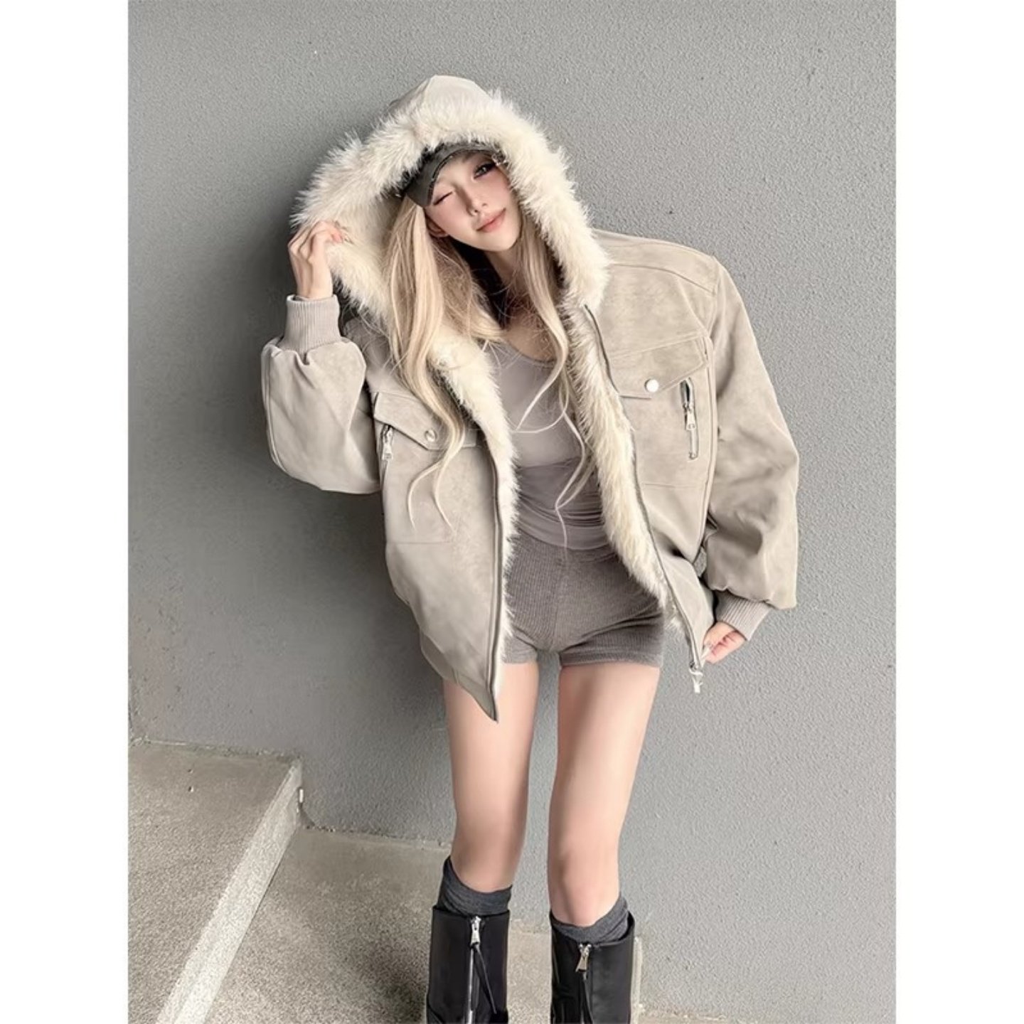 美式高街毛领座山雕飞行夹克棉服男冬季加厚连帽工装短款棉衣外套,男装,棉衣,淘宝优惠券,粉丝福利购,淘宝优惠卷