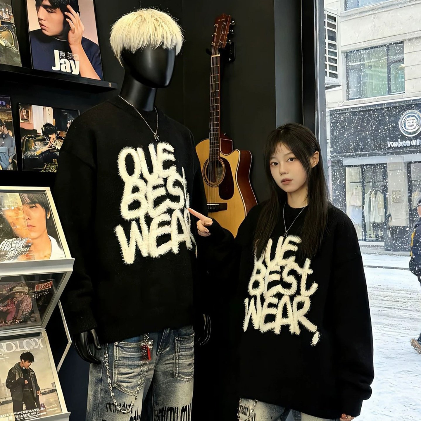 美式字母打底毛衣男女款冬季慵懒松弛感毛线衣重磅内搭针织衫上衣,男装,针织衫/毛衣,淘宝优惠券,粉丝福利购,淘宝优惠卷