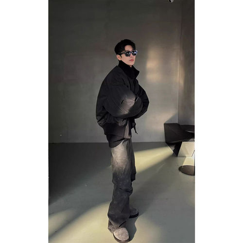 cleanfit美式高街廓形短款棉服外套男款冬季加厚vibe棒球服棉衣