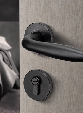 名门静音门锁室内卧室分体静音锁黑色房门把手实木门家用美式锁具