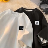 TC55*P22华夫格男女t恤夏季短袖宽松大码体恤潮牌笑脸半袖上衣服，男装T恤，星座414A-2（原B215-2）
