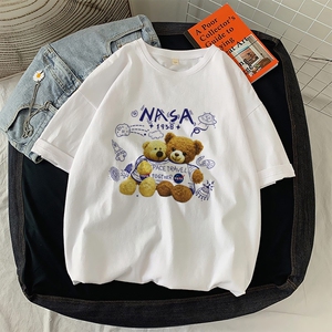 C195*P20NASA联名短袖T恤男夏季新款宽松纯棉白色半袖打底衫上衣