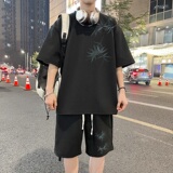 ZT65*P48风华夫格短袖t恤男夏季大码休闲套装男五分短裤两件套，男装休闲套装，星座414A-2（原B215-2）