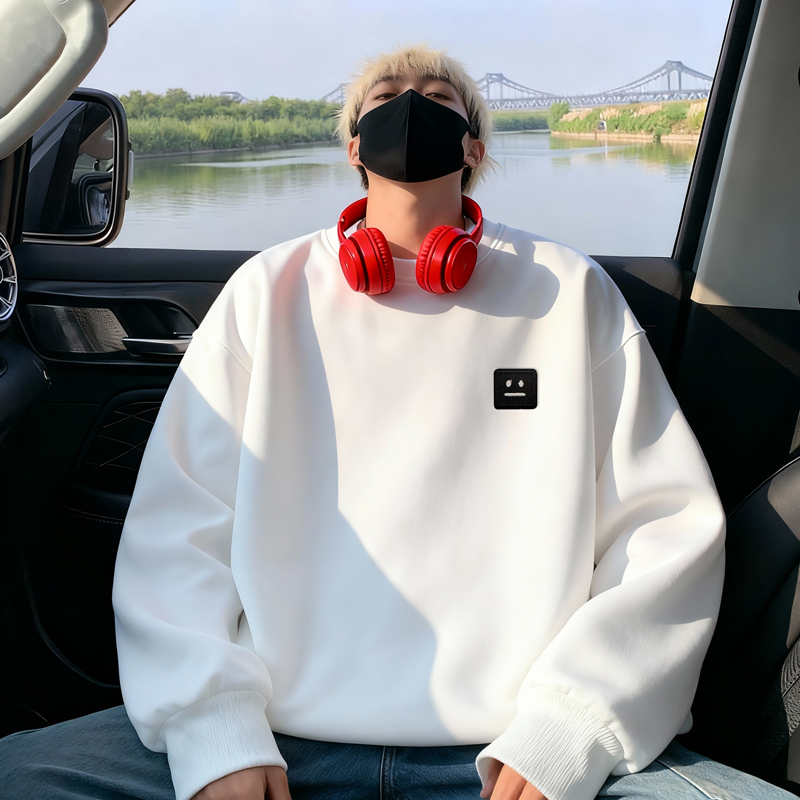 6629*P28美式重磅华棉卫衣男秋季潮牌笑脸刺绣上衣宽松休闲外套，女装短外套，星座414A-2（原B215-2）