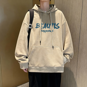 8801*P35美式重磅连帽卫衣男士春季新款潮牌高街上衣宽松百搭外套