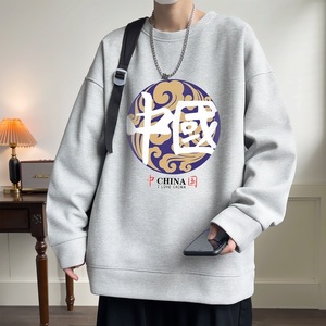 W645*P28潮华夫格卫衣男女潮牌ins港风宽松圆领上衣春秋季外套