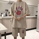 wassuphappy华夫格运动套装男夏季薄款短袖短裤痞帅一套休闲穿搭，男装休闲套装，星座414A-2（原B215-2）