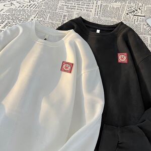 JQ04*P38 美式vintag卫衣男女秋季宽松麂皮绒圆领上衣潮牌ins外套图片