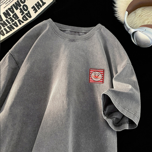 TQ55*P30短袖t恤男夏季复古刺绣做旧潮牌半袖痞帅宽松百搭上衣服