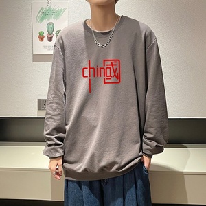 6001*P35卫衣男士潮ins港风长袖T恤宽松圆领纯棉上衣秋冬季外套图片
