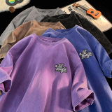 TQ52*P30短袖t恤男夏季复古刺绣做旧潮牌半袖痞帅宽松百搭上衣服，商品下架区，星座414A-2（原B215-2）