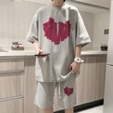 ZT37*P48华夫格短袖t恤男士夏季套装情侣一套搭配帅气男装上衣服，男装休闲套装，星座414A-2（原B215-2）
