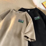 TF35*P26美式麂皮绒刺绣T恤短袖男女夏季港风潮牌ins宽松圆领体恤，男装T恤，星座414A-2（原B215-2）