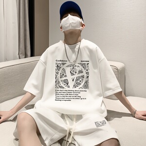 ZT31*P48 潮短袖短裤套装男夏季情侣两件套t恤一套搭配帅气衣服图片