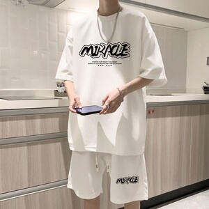 ZT29*P48 短袖短裤套装男夏季潮牌美式两件套t恤一套搭配帅气衣服图片