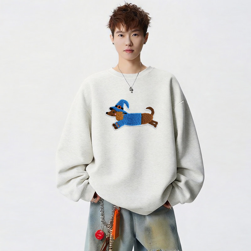 6640*P28美式重磅华棉卫衣男秋季新款潮牌毛巾绣上衣宽松休闲外套，女装短外套，星座414A-2（原B215-2）