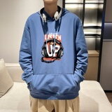 7023*P45秋季纯棉连帽卫衣男套头美式春秋款潮牌ins宽松休闲外套，男装卫衣，星座414A-2（原B215-2）