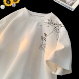 TC64*P25华夫格男女t恤夏季短袖宽松大码体恤新中式潮半袖上衣，男装T恤，星座414A-2（原B215-2）