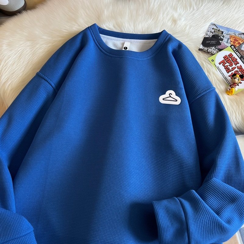 W1010*P28美式vintag卫衣男女秋季宽松华夫格贴标上衣潮牌ins外套图片