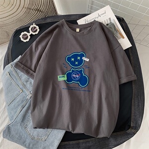 C197*P20潮牌ins纯棉短袖T恤男夏季新款港风宽松圆领半袖打底上衣图片