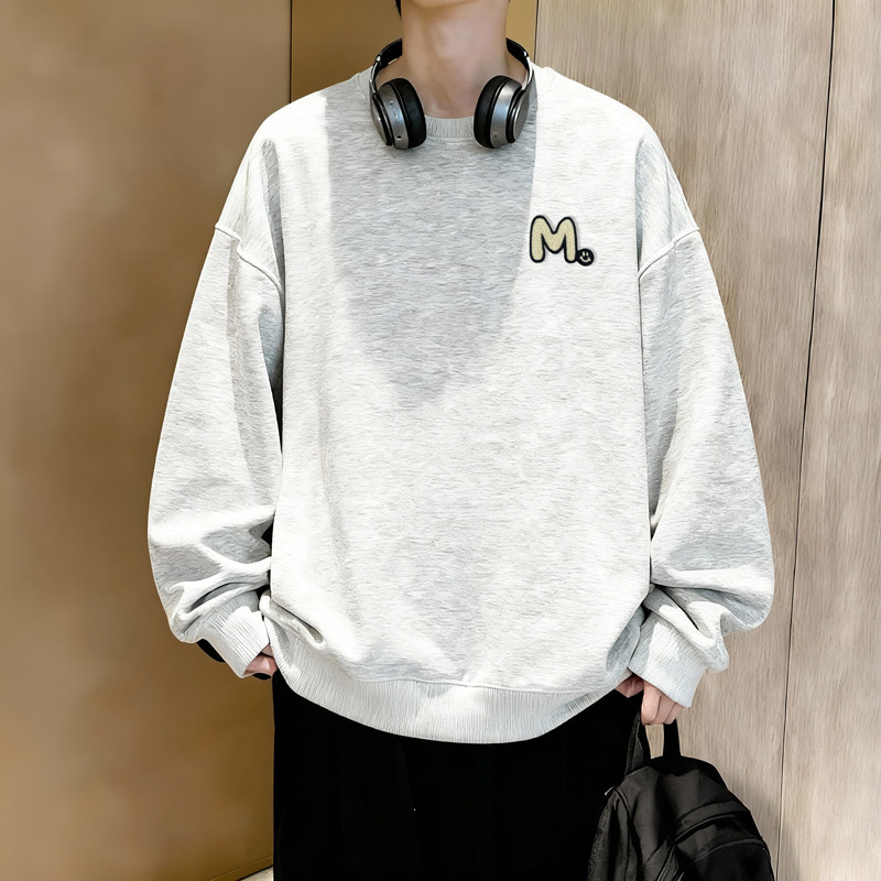 6613*P28美式重磅华棉卫衣男春季新款刺绣圆领打底衫宽松休闲外套,男装T恤,星座414A-2（原B215-2）