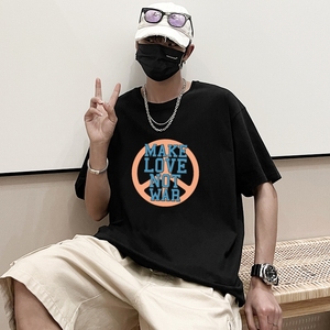 T134*P20夏季潮流纯棉短袖T恤男日系打底上衣潮牌ins宽松半袖体恤图片