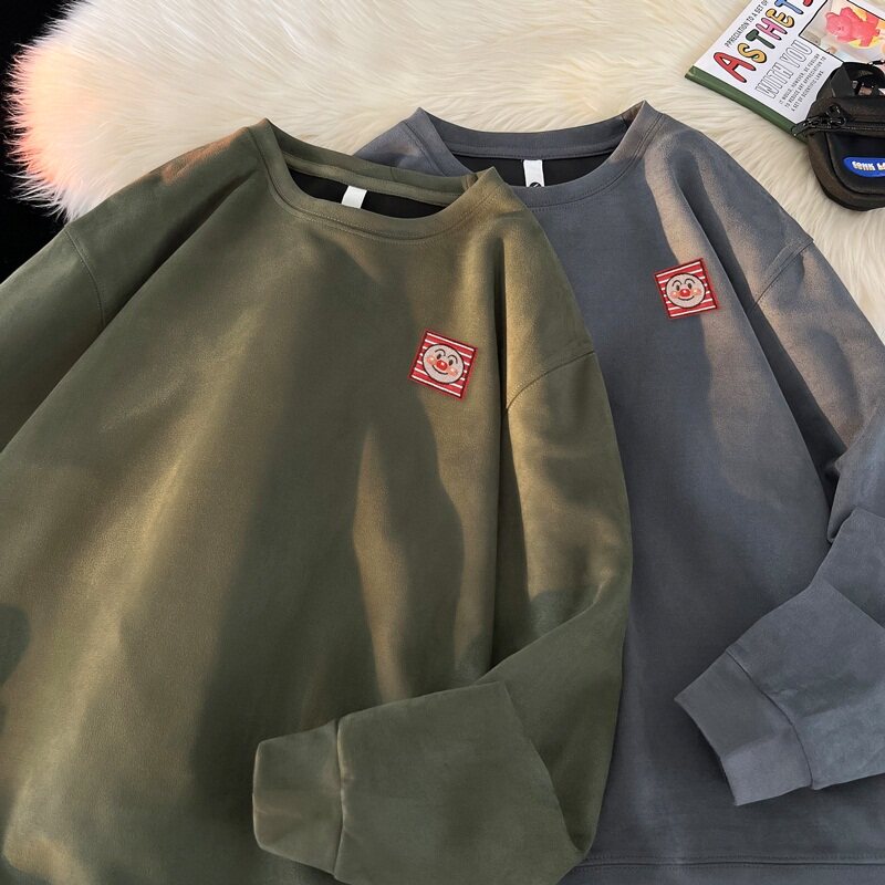 JQ04*P38美式vintag卫衣男春秋季宽松麂皮绒圆领上衣潮牌ins外套,男装卫衣,星座414A-2（原B215-2）