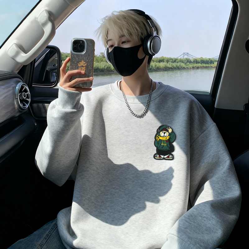 6616*P28美式重磅华棉卫衣男春季新款圆领毛巾绣上衣宽松休闲外套，女装短外套，星座414A-2（原B215-2）