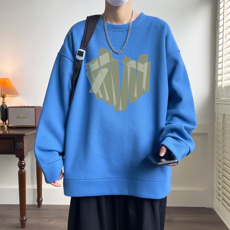 W608*P28加绒38潮vintag卫衣男宽松华夫格潮牌ins春秋情侣外套,男装卫衣,星座414A-2（原B215-2）