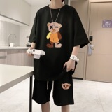 ZT17*P55美式华夫格套装男夏季潮牌T恤短袖ins情侣宽松运动两件套，男装休闲套装，星座414A-2（原B215-2）