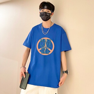 T134*P20夏季潮流纯棉短袖T恤男日系打底上衣潮牌ins宽松半袖体恤图片