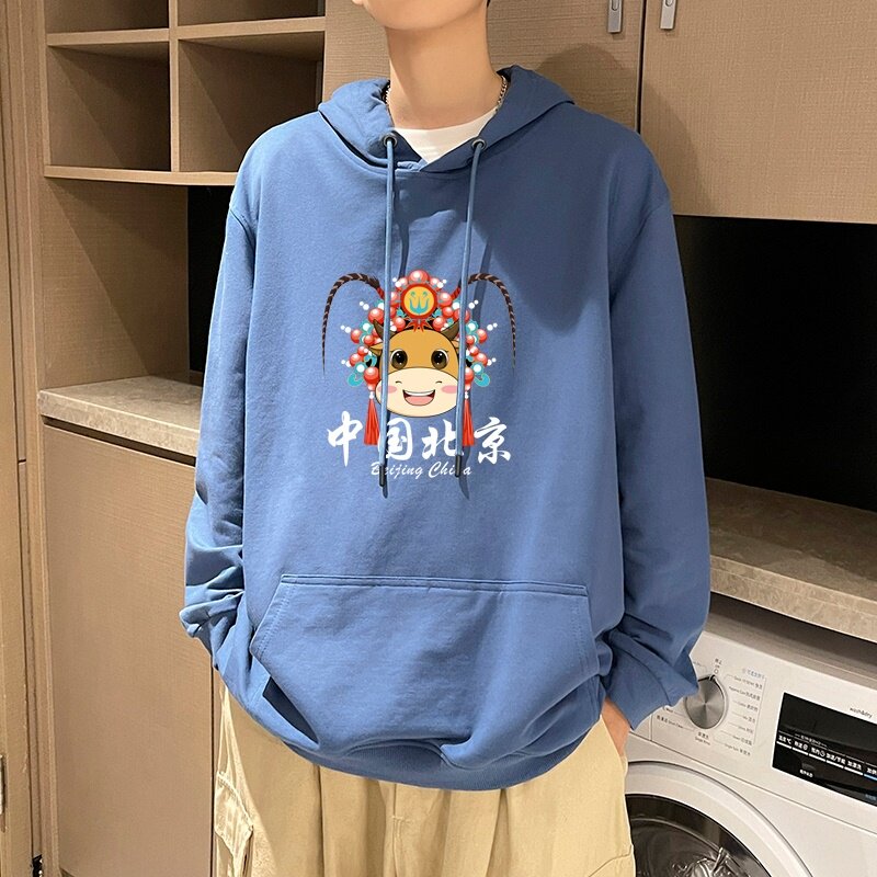 7001*P45潮ins纯棉连帽秋季卫衣男潮牌情侣装春秋款上衣外套男,男装卫衣,星座414A-2（原B215-2）