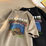 TF17*P26美式麂皮绒T恤短袖男女夏季情侣装潮牌ins宽松大码上衣，男装T恤，星座414A-2（原B215-2）