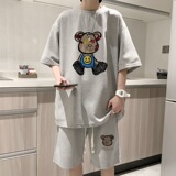 ZT36*P48华夫格短袖短裤套装男女夏季两件套t恤一套搭配帅气衣服，男装休闲套装，星座414A-2（原B215-2）
