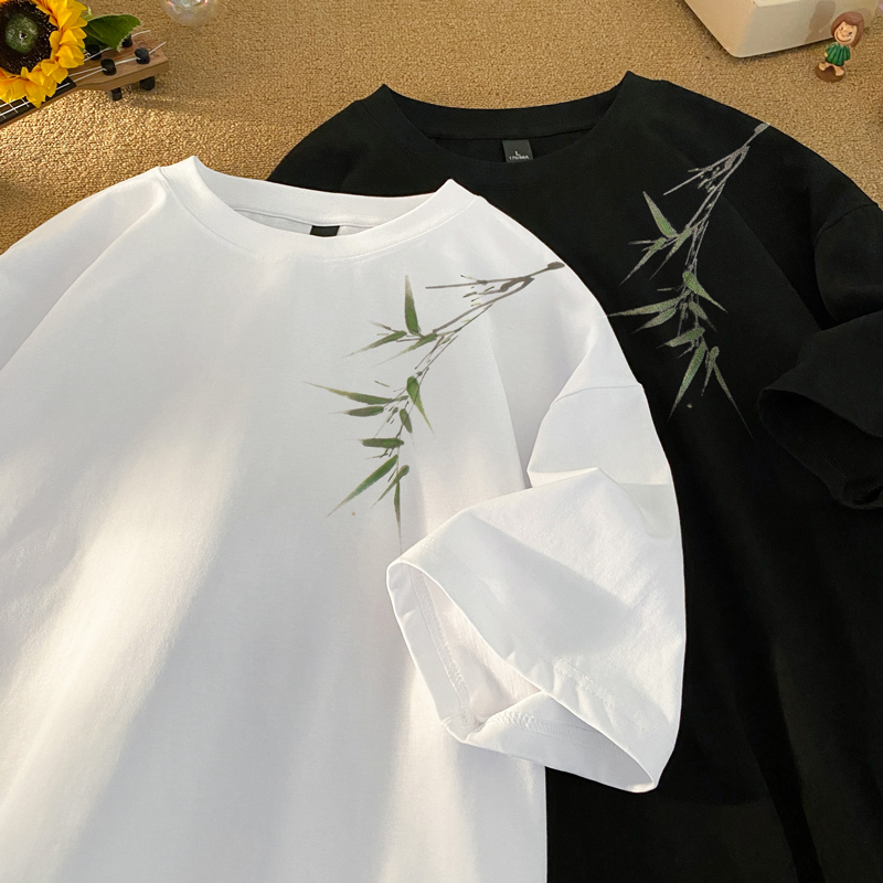 633*P25新中式短袖t恤男夏季新款潮牌半袖体恤宽松重磅情侣上衣服，男装T恤，电商B215-2