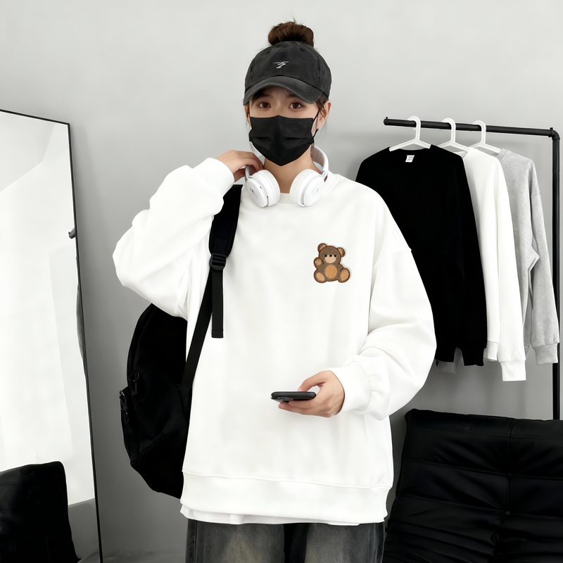 6608*P28美式重磅华棉卫衣春季新款毛巾绣圆领打底衫宽松休闲外套，男装T恤，星座414A-2（原B215-2）