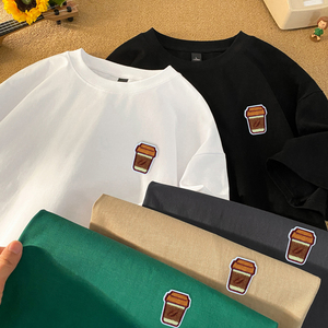 612*P25重磅t恤短袖男生夏季新款宽松潮牌美式小众痞帅半袖上衣服