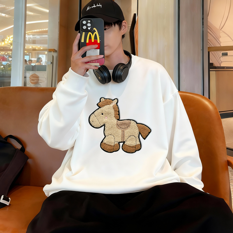 6636*P28美式重磅华棉卫衣男秋季新款潮牌毛巾绣上衣宽松休闲外套，女装短外套，星座414A-2（原B215-2）