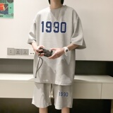 ZT39*P48华夫格短袖t恤男女夏季套装学生一套搭配帅气青少年男装，男装休闲套装，星座414A-2（原B215-2）