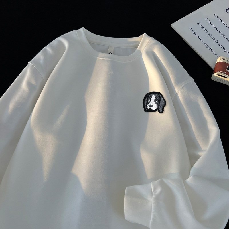 JQ12*P38 美式vintag卫衣男春秋季宽麂皮绒贴标上衣服潮牌ins外套图片