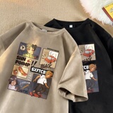 TF18*P26美式麂皮绒T恤短袖男女夏季情侣装潮牌ins宽松大码上衣，男装T恤，星座414A-2（原B215-2）