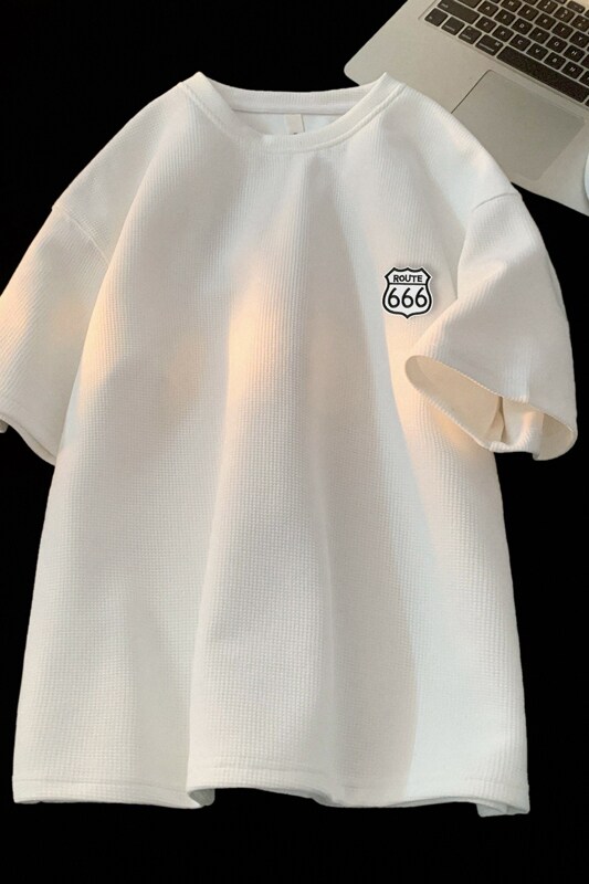 TC85*P25华夫格美式痞帅t恤男夏季新款短袖宽松重磅潮牌情侣上衣,男装T恤,星座414A-2（原B215-2）