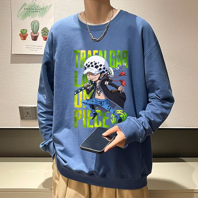 6119*P35海贼王联名圆领卫衣男秋季潮牌ins港风纯棉上衣休闲外套,男装卫衣,星座414A-2（原B215-2）