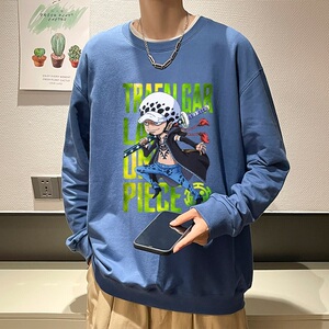 6119*P35 海贼王联名圆领卫衣男秋季潮牌ins港风纯棉上衣休闲外套图片
