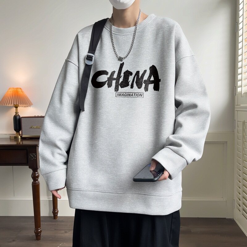 W625*P28加绒38 潮华夫格卫衣男女宽松外套潮牌ins秋季休闲上衣图片