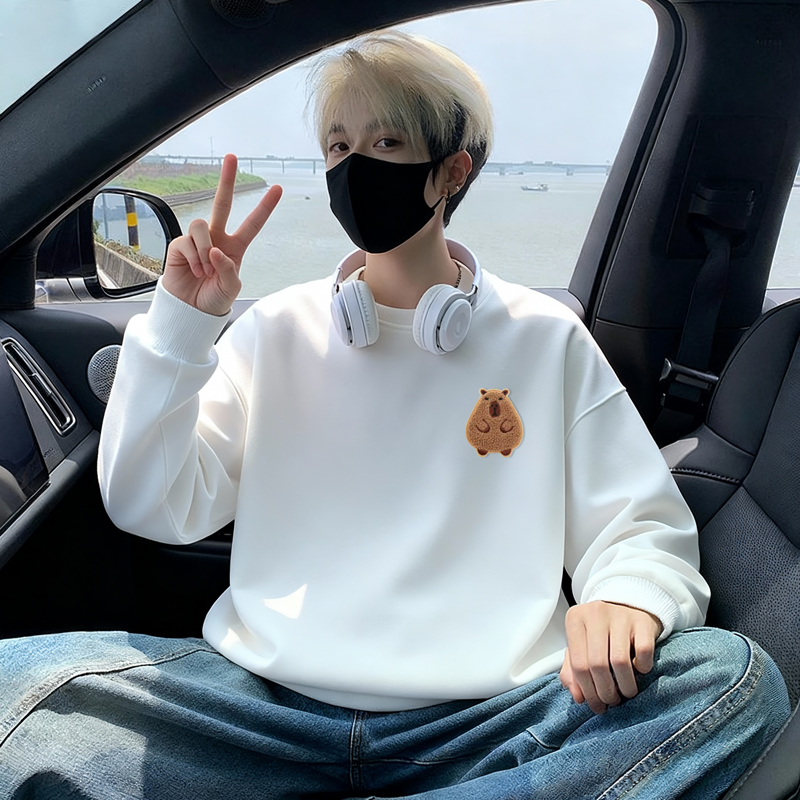 6605*P28美式重磅华棉卫衣男春季新款潮牌圆领打底衫宽松休闲外套，男装T恤，星座414A-2（原B215-2）