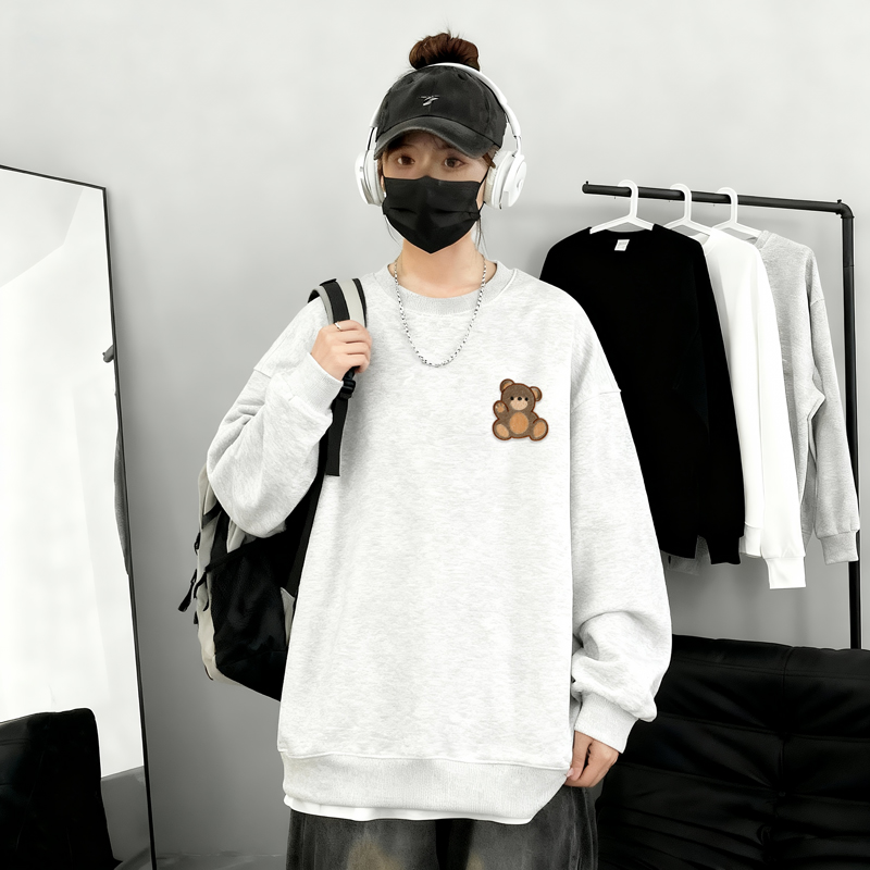 6608*P28美式重磅华棉卫衣春季新款毛巾绣圆领打底衫宽松休闲外套，男装T恤，星座414A-2（原B215-2）