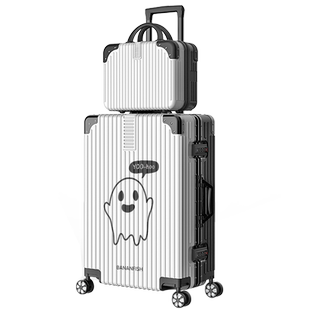 涂鸦行李箱女万向轮铝框密码拉杆箱结实耐用旅行箱男24大容量28寸