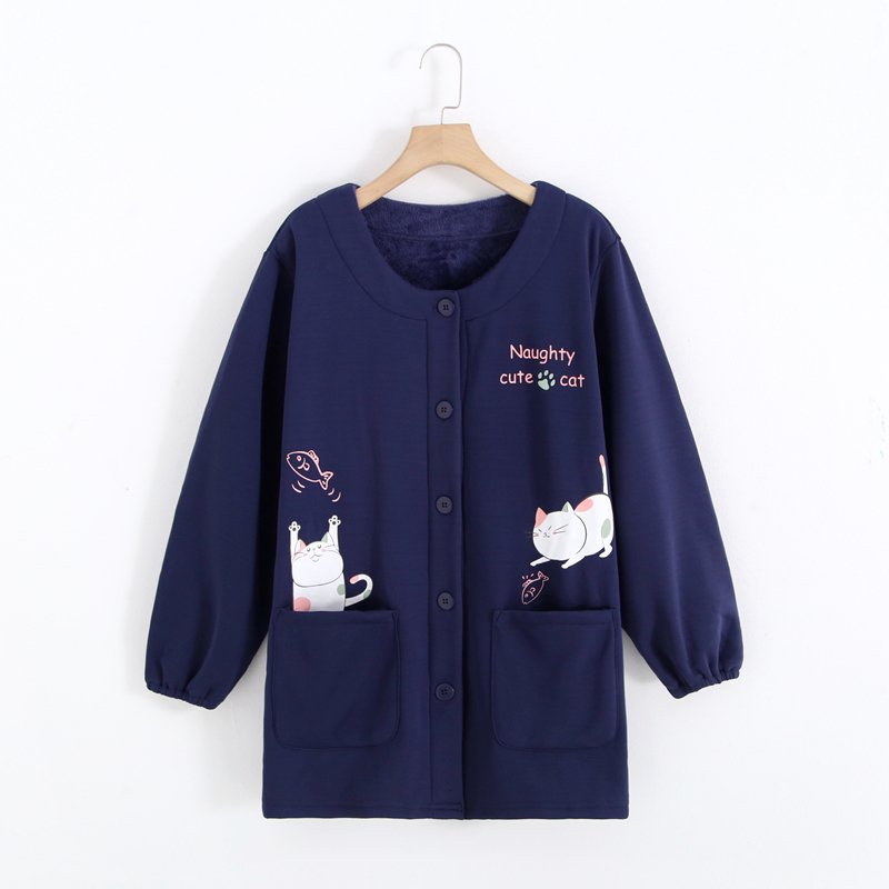 原单大码纽扣开衫工作服罩衣外套